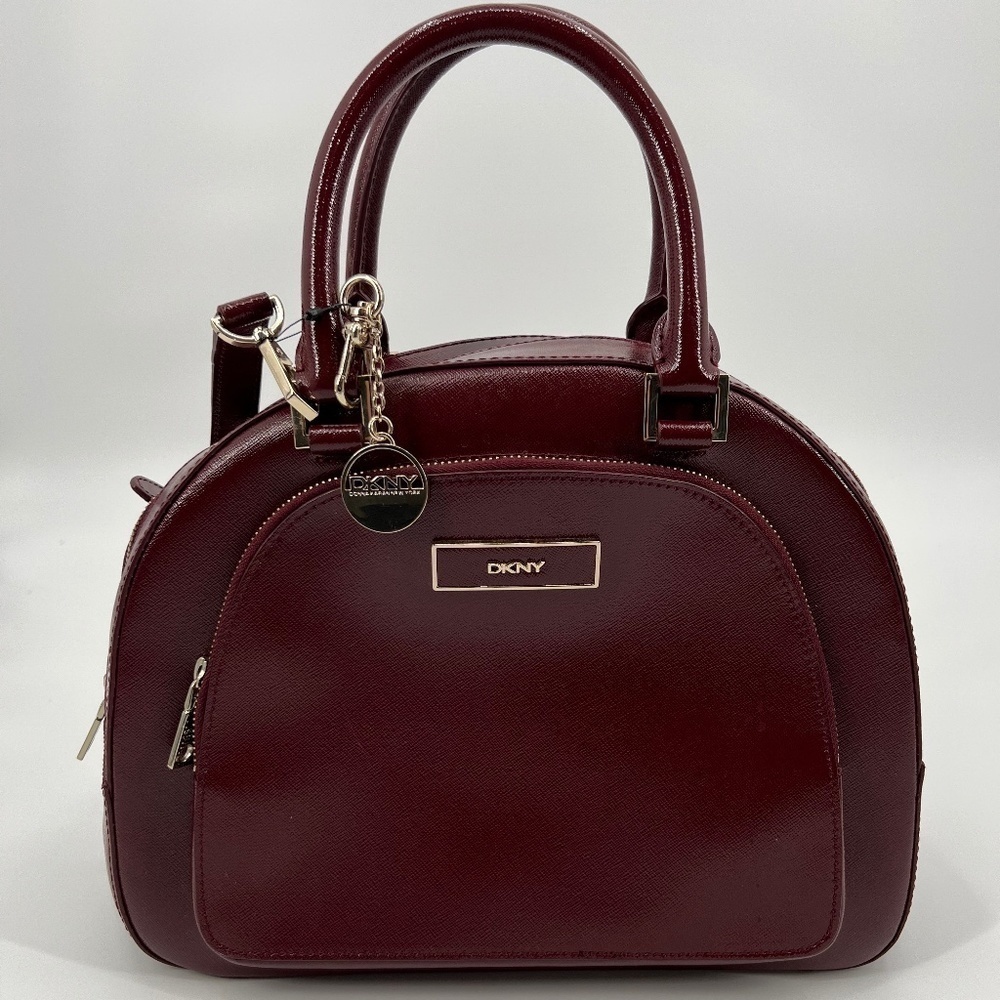 DKNY Burgundy Domed Crossbody Satchel Purse